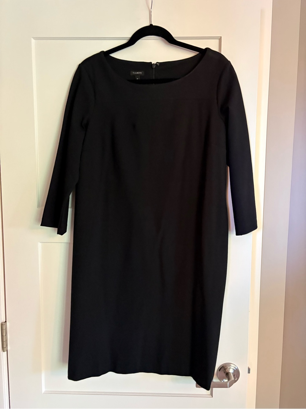Talbots Black Long Sleeve Boatneck Sheath Dress